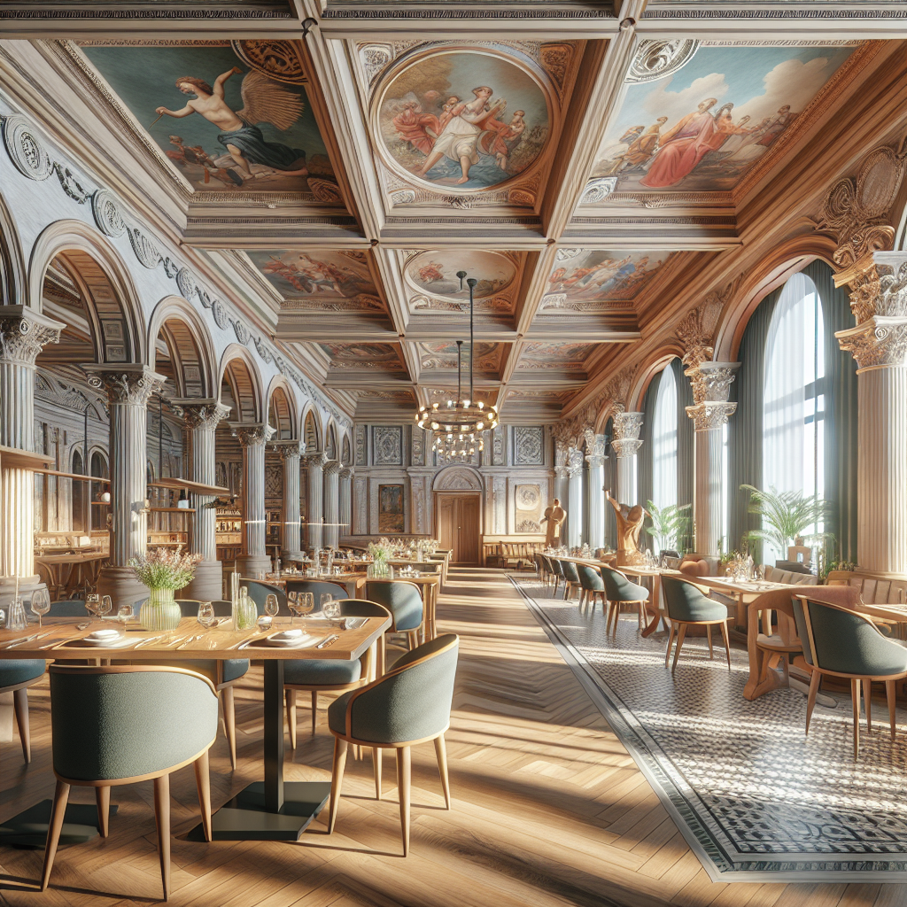 Escolhas arquitetônicas clássicas em restaurantes tradicionais