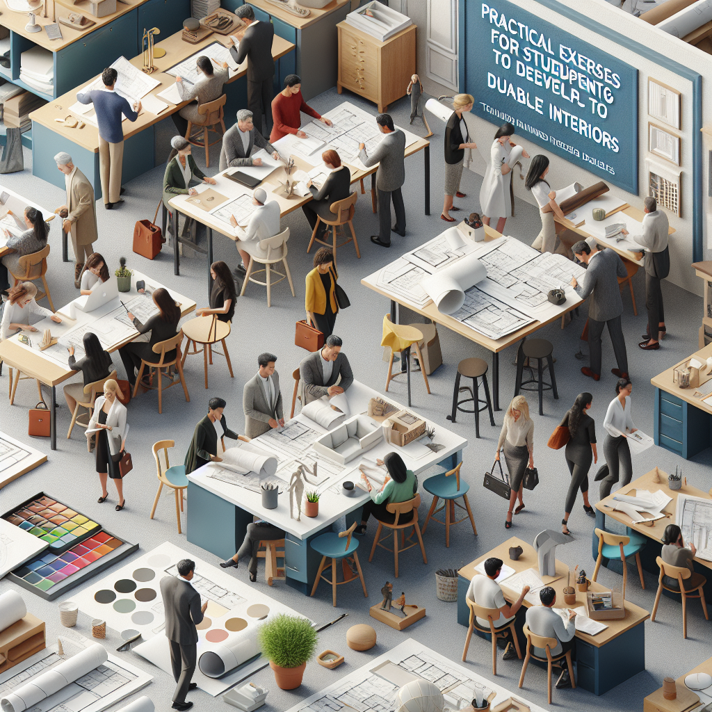 Exercícios práticos para estudantes desenvolverem interiores duráveis