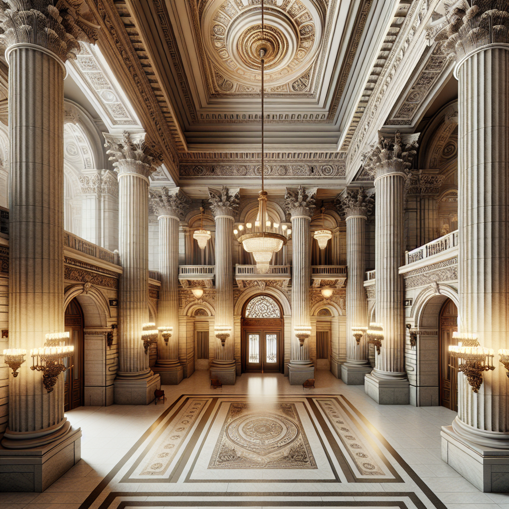 Arquitetura clássica em teatros, óperas e auditórios famosos